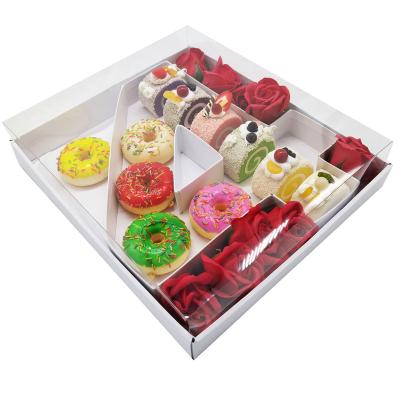 China Recycled Materials Wholesale Craft Gable Gift Paper Party Birthday Clear Cake Box 12 Inch With Handle en venta