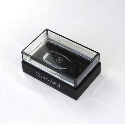 China Handmade Luxury Cotton Sized Black Box With Head Window Clam Shell Gift Box For Car Display en venta