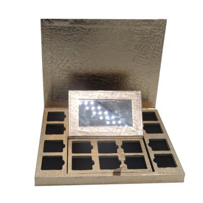 China Handmade gold texture paper cosmetic box for eyeshadow palette packaging for sale