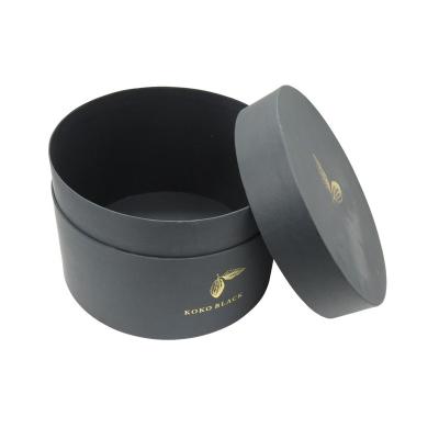 中国 Gold Foil Round Recyclable Cardboard Koko Black Gift Box With Lid 販売のため