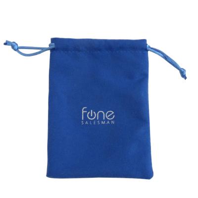 China Disposable Gift Velvet Cotton Pouch For Jewelry Packaging Bag With Ribbon And Foil Logo à venda