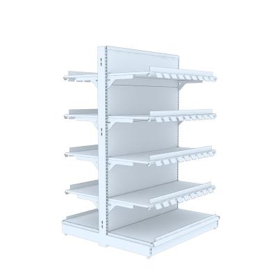 China Double Sided Classic Supermarket Metal Display Rack Classified Grocery Shelf for sale