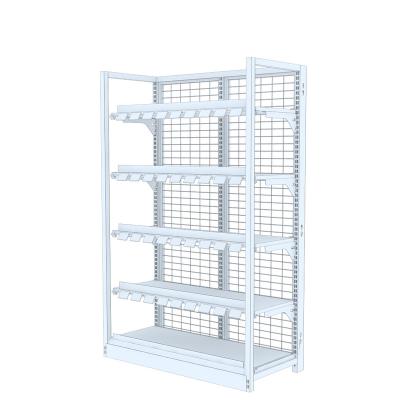 China MCZC Customizable double-sided gondola metal supermarket shelf with pegboard retail store rack supermarket shelf for sale