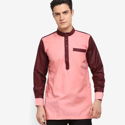 China Hot Sale Polyester Crepe Kurta Italian Contrast Collar Polyester Kurta For Men for sale