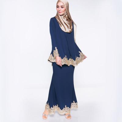 China Depends on your condition high quality muslim clothing loose design baju kurung with lace for sale