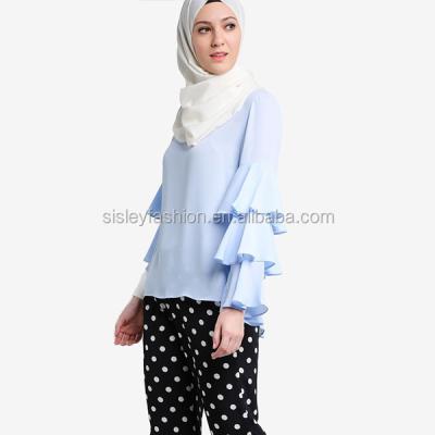 China Wholesale High Quality Tiered Sleeve Top Custom Design Muslim Blouse Tops XS-XXXL for sale