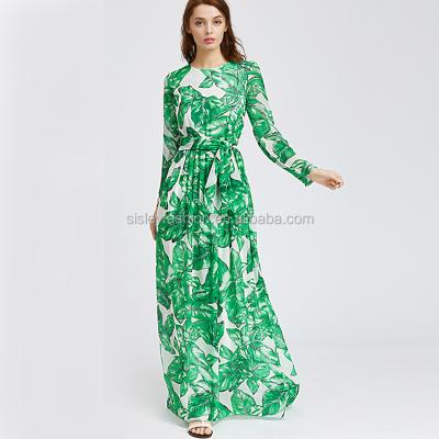 China Latest Design Anti-Static Polyester Maxi Dress Custom Design Women Printing Dress for sale