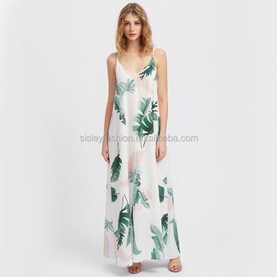 China Summer New Design Anti-static Polyester Printed Dress Custom Printed Sleeveless Long Dress for sale