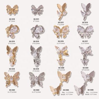 China Nail Art Designs High Quality Multi Shape Zircon Stud Flat Bottom 3d Nail Charm Butterfly Nails Decoration Glass Art Rhinestone Jewelry DIY for sale