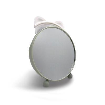 China Non-specific desktop makeup mirror with comb insert girlish style cat ear comb adjustable cute detachable circular with storage makeup mirror for sale