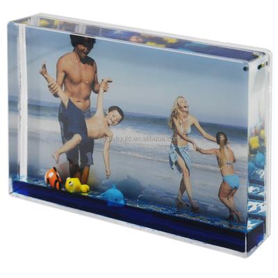 China Indoor Cute 3D Fishes Floating Acrylic Fanny Blue Liquid Picture Photo Sight Baby Foto Sight Photo Sight for sale