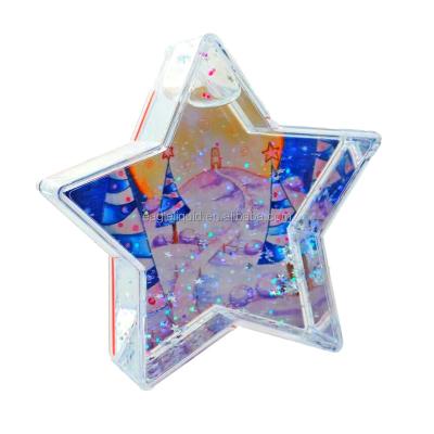 China Special Flower Shape Liquid Glitter Photo Frame Shape Sparkle Star-shape Glitter Mini Liquid Glitter Star Photo Frame for sale