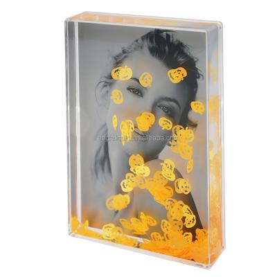 China Glitter Photo Frame Tik Tok Pumpkin Confetti Photo Frame Quicksand Liquid Ornaments Gifts Decoration Home Photo Frame for sale