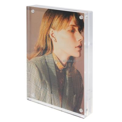 China Hot 6in Promotion Display Picture Magnetic Picture Frame Double 4 Sided Clear Magnetic Acrylic Photo Frame for sale