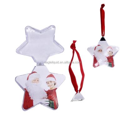 China Christmas Tree Decoration Merry Christmas Custom Photo Hanging Ornament Christmas Theme Heart Shape Baubles Mini Hanging Clear Photo Frame Ornament for sale