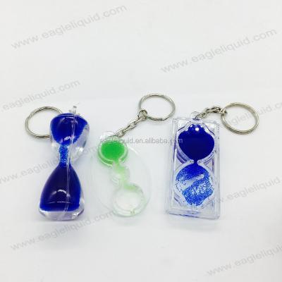 China Promotion Acrylic Sand Timer Water Oil Hourglass Key Chain Keychain for sale