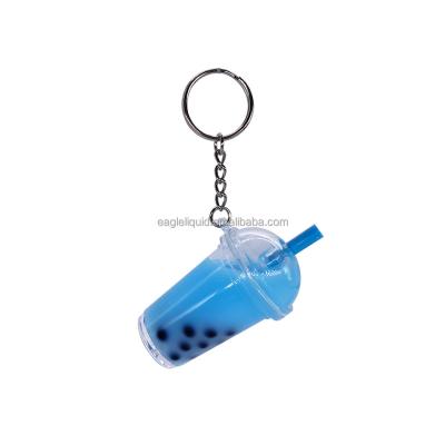 China 2021 Plastic Popular Gifts Customized Boba Milk Tea Cup Acrylic Key Chain With Liquid And Beads for sale