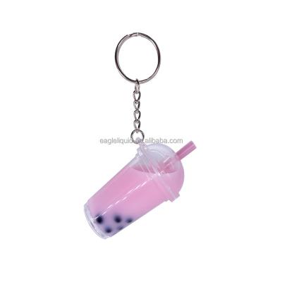 China Summer Drink Key Chain Plastic Milk Moving Aqua Bubbler Boba Milk Tea Liquid Creative Cup Bag Keychain Car Keychain Key Chain for sale