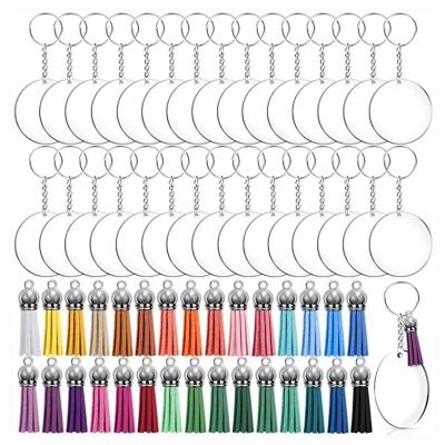 China Factory Wholesale Custom Acrylic Keychains Clear Acrylic Key Chain White Key Chain Key Chains Acrylic Key Chain With Tassel for sale