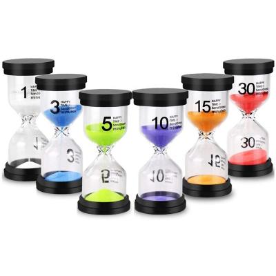 China Hourglass Sand Timer 6 Colors Sandglass Timer Assortment Kit 1 3 5 15 30 Minute Sand Timer Plastic Sandglass Timer Assortment Kit for sale