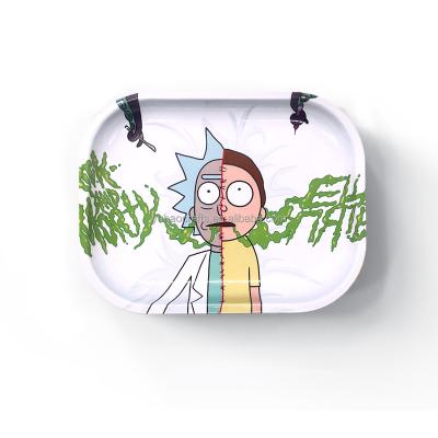 China Cartoon Unbreakable Rolling Tray Cute Blank Sublimation Metal Cigarette Rolling Trays with Magnetic Lid for sale