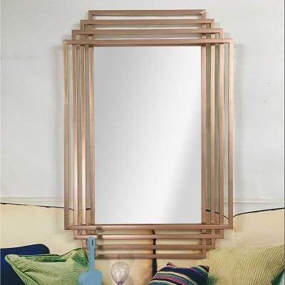 China Contemporary 80x60cm wall mirrors Large gold living room decor creative modern decorative metal art bathroom hanging mirror for sale