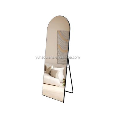 China Modern Bedroom Full Length Floor Mirror Hanging and Standing Aluminum Alloy Framed Full Body Dressing Mirror with Stand for sale