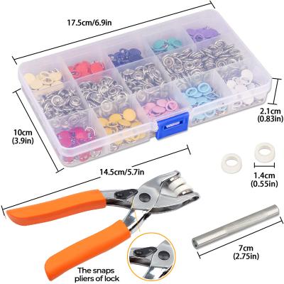 China 200Sets LEAD FREE Snaps Kit Hollow Tool and Solid Metal Fork Snaps Snaps with Setting Tool for 9.5MM Apparel Updated Version for sale