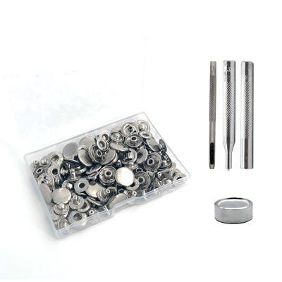 China Durable 203 Marine Grade 30SETS Silver 12.5mmSnap Fastener Kit Press Studs Snap Fasteners Canvas Stainless Steel Snaps Buttons for sale