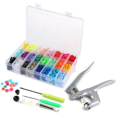 China 360sets T5 Dry Cleaning Snap Button Plastic with Clips and Snaps Organizer Storage Containersfor DIY Sewing and Crafting 24 Colors for sale