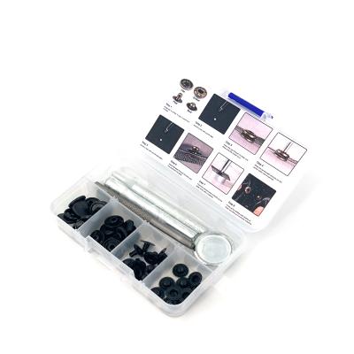 China Other Gunmetal 10Sets 633 (12.5mm) Snap Fastener Kit Snap Clothing Snap Button With 4Pieces Installation Tools For Bags Jeans Leather for sale