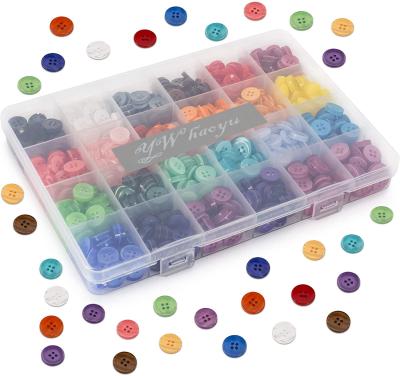 China 24 Viable Color 4-Hole Resin Button Sets, Choice of Small Medium or Large Sizes Haberdashery for HandCrafting Sewing Knitting Sweaters for sale