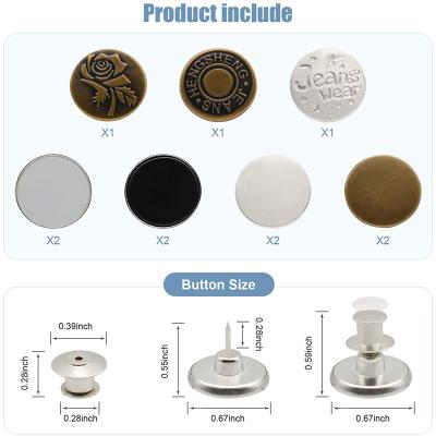 China 17MMmixcolor PinsJeans viable button tool kit wholesale14sets 2sets/color NO--sew metal nailless buttons with storage pvcBox hot sale for sale