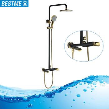 China With Sliding Bar Luxury Gold And Black Complete Modern Shower Set With 3 Function Shower Mixer Set for sale