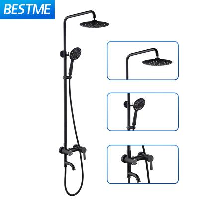 China With Slide Bar Metal Stainless Steel Shower Head Stainless Steel Bathroom Shower 3 Function Sets for sale