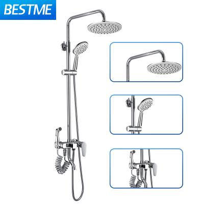 China With Large Body Hand Slide Bar Hand Shower Set Bath Mixer Main Body Brass Shower Column Multi Function Set for sale