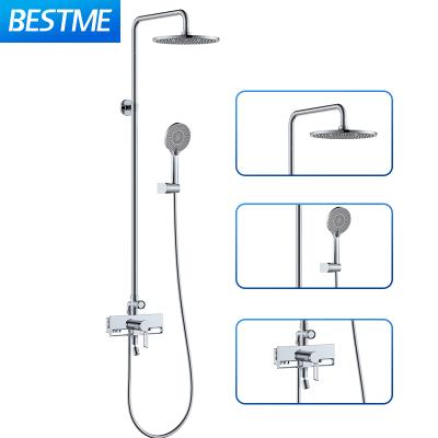 China With Sliding Bar Chrome Plated Rainfall Spray Massage Function New Design Round Shape Rainfall Waterfall Shower Set With Rotating Water Outlet for sale