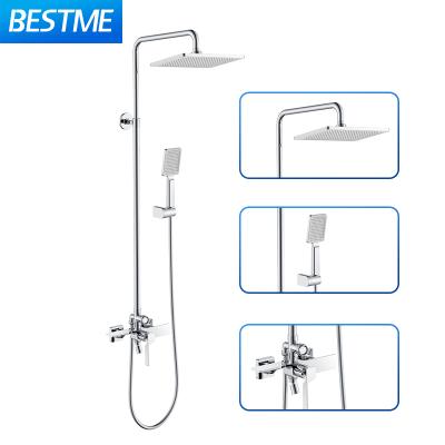 China With Sliding Bar Fashion And Concise Chrome Multifunctional Shower Set Rotatable Wall Mounted Bathroom Spa Mixer Rainfall High Quality Shower for sale