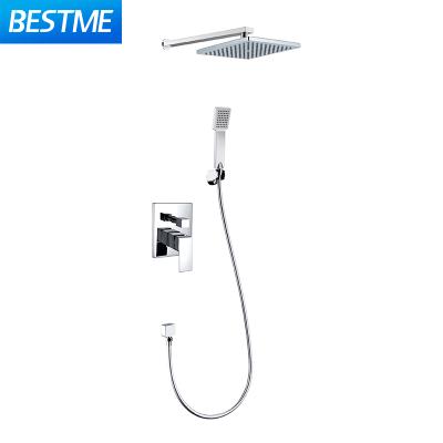 China Needleless Square In Wall Bathroom Hidden Mixers Brass Shower Set Rain Shower Set for sale