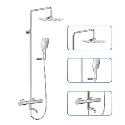 China Brass Three Function Slide Bar Scratch Resistant Bathroom Shower Set With Shower Hand for sale