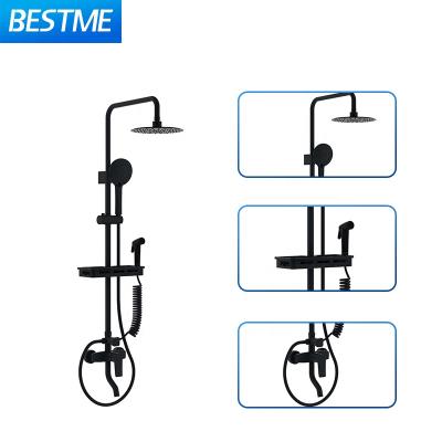 China With Slide Bar Bathroom Faucet Rain Shower Head Bathtub Mixer Tap Wall Mounted Shower Faucet Set for sale