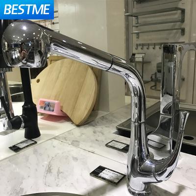 China Sense Faucets Round Head Faucet Single Handle Brass Hardware Kitchen Faucet Mixer Pull Down Kitchen Faucet for sale