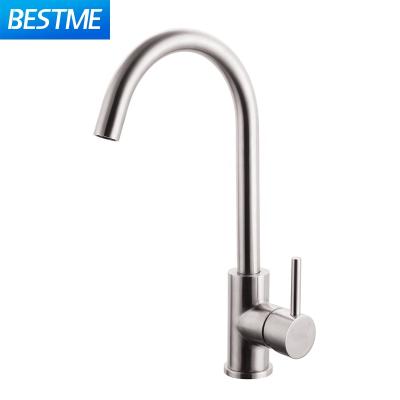 China Modern Hot Cold Single Handle Water Tap 304 Stainless Steel Kitchen Faucet for sale