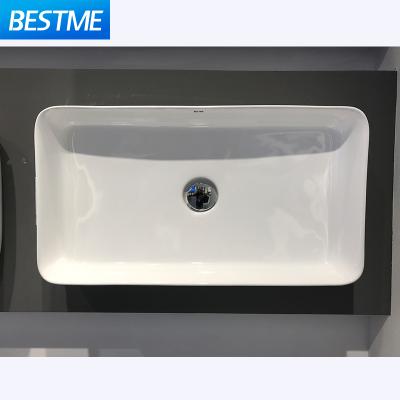 China Modern Popular Design Square Shape Ceramic Basin Polished Type Thin Edge Bathroom Wash Basin Sink for sale