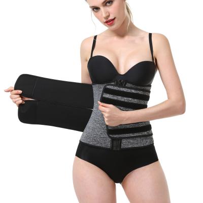 China Private Label Antibacterial Plus Adjustable Waist Body Shaper Double Girdle Neoprene Waist Trimmer Belly Cincher Belt Waist Trainer for sale