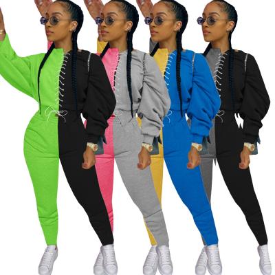 China 2021 Newest Contrast Color Waterproof Fashion Women's Sweat Suits Women's Tracksuit Swear Suits For Women for sale