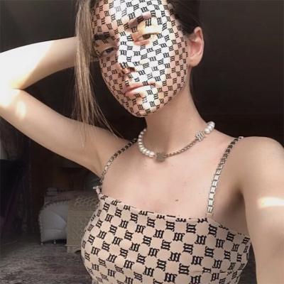 China 2021 Hot Selling Wholesale Fashion Monogram Women's Anti-wrinkle Sleeveless Crop Tops With Narrow Straps Girl Tops for sale