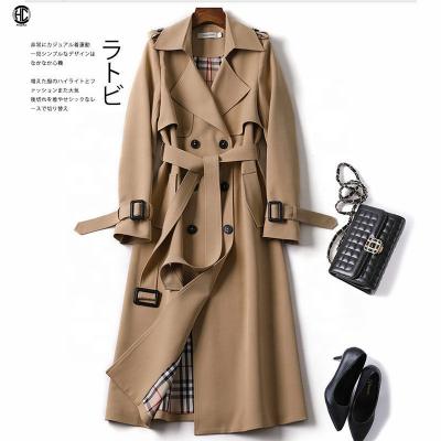 China Droma viable classic designer branded new Korean mid length stylish long trench coat for popular British women overcoat for sale