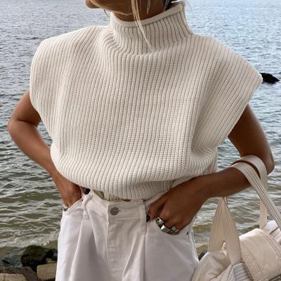 China 2021 Sleeveless Sweater Modern Loose Knitting Anti-Shrink Sweater Girl Bat Sleeve Sweater White Women Amazon Women Sweater for sale