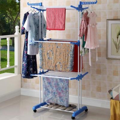 China MOBILE Metal Hooks For Hanger Folding Blue Plastic Expanding Cloth Hangers With Color Box for sale